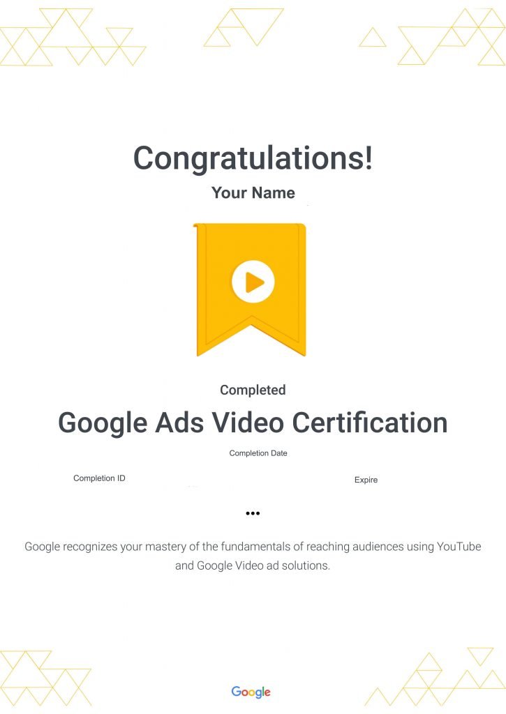 Google Video Ads Certificate